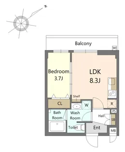 Reframe5池尻大橋【B002号室】の間取り