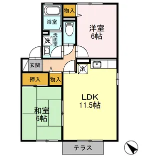 ドエル福島B【1階】の間取り