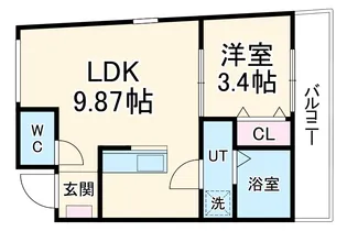 ティンガーラ須ヶ口 EAST【103号室】の間取り
