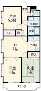 グランディール【106号室】の間取り