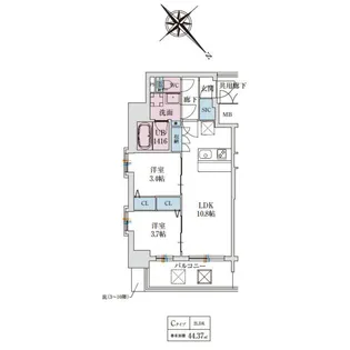 スプランディッド弁天町DUE【303号室】の間取り