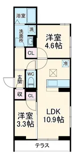 クロエ橋本【1階】の間取り