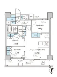 JP noie 西蒲田【1202号室】の間取り