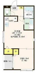 ソラーナ本陣【101号室】の間取り