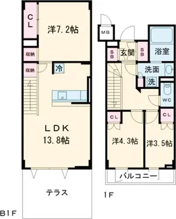 アジールコート都立大学【203号室】の間取り