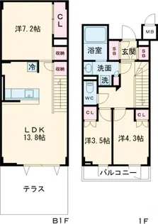 アジールコート都立大学【204号室】の間取り