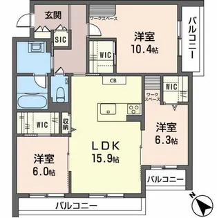 シャーメゾンミラまち【3階】の間取り