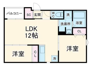 REGALEST SKY 志賀本通【1階】の間取り
