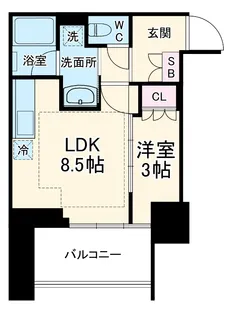 プラウド横浜阪東橋【8階】の間取り