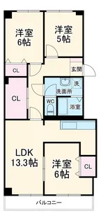 花見川ロイヤルマンションA【6階】の間取り