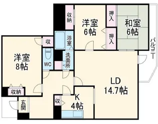 パルナス岳見町【303号室】の間取り