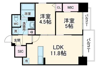 ルフォンプログレ新町【802号室】の間取り