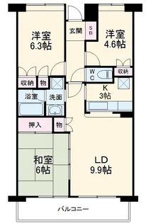 ガーデナヴィルマグノリア市川妙典【3階】の間取り