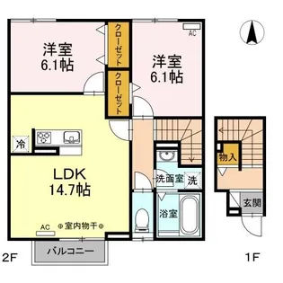 ヴィラ プリュネ B棟【2階】の間取り