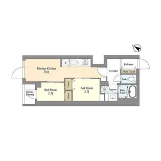 グランカーサ千駄木【104号室】の間取り