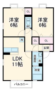 パルティール Ⅱ【2階】の間取り
