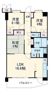 サンデュエル川越マークスクエア【7階】の間取り