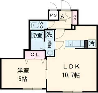 ウェルスクエアイズム武蔵小山SOUTH【1階】の間取り