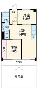 第2ヒルハイツ桃山【106号室】の間取り