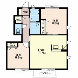 クレストⅠ【102号室】の間取り