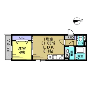 パルブニール浜野【1階】の間取り