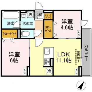 セレスティア細田A【3階】の間取り