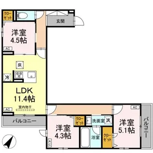 セレスティア細田A【1階】の間取り