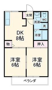 サンフォレスト二重堀 A棟【A102号室】の間取り