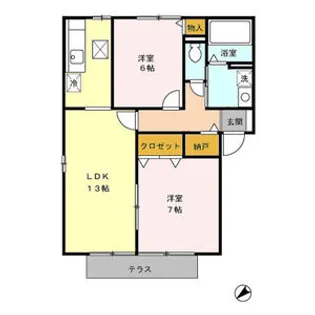 シャンクレールよもぎ台 B【102号室】の間取り