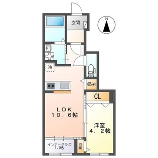 サウスウインド【102号室】の間取り