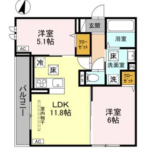 NOBLE PALAIS 針ヶ谷【2階】の間取り