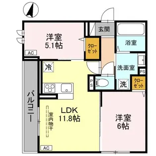 NOBLE PALAIS 針ヶ谷【3階】の間取り