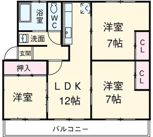 亀の井ハイツ【4B号室】の間取り