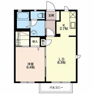 フルール中郷A【1階】の間取り