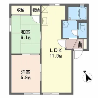 クレストコートC棟【102号室】の間取り