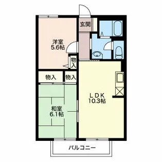 カーサ三ツ石【205号室】の間取り