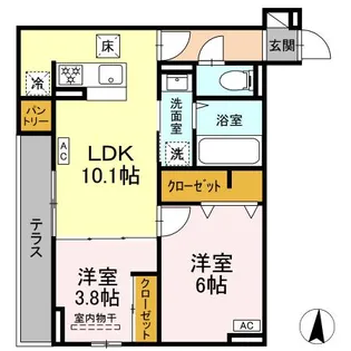 ブリューエン淵野辺【0102号室】の間取り