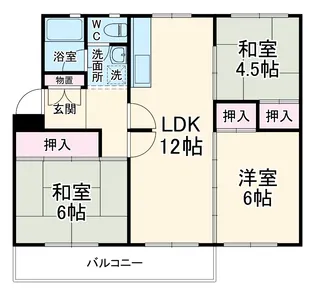 箕面如意谷住宅10号棟【405号室】の間取り