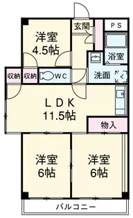 グランドヒルズ貝沼【302号室】の間取り