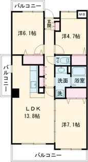 ベルドミール壱番館【7階】の間取り