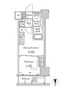 JP NOIE 西蒲田【11階】の間取り