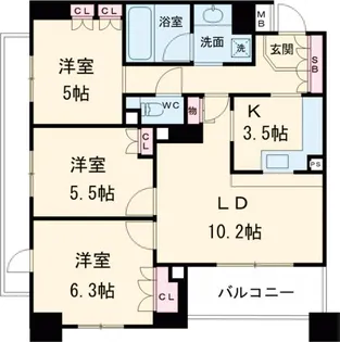 パークキューブ京王八王子Ⅱ【2階】の間取り