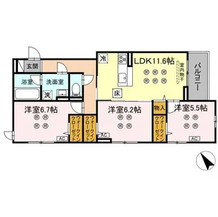 D-KISARIA WⅡ【3階】の間取り