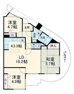 アールケープラザ新横浜【904号室】の間取り