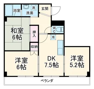サングリーン上ノ宮【302号室】の間取り