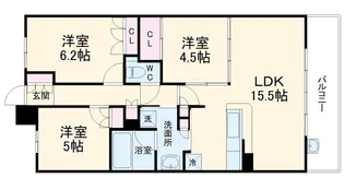 ジオ千里中央 ザ・レジデンス【3階】の間取り