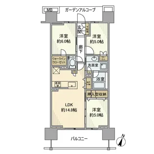 プラウド浦和常盤サンクアージュ【11階】の間取り