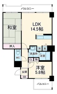 グリーンパーク横須賀中央【6階】の間取り