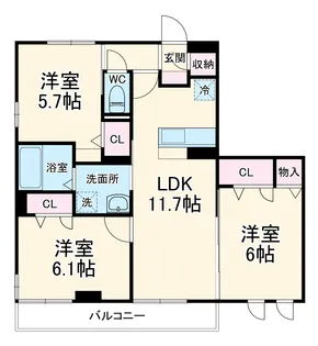 マリンヴィラージュ【3階】の間取り