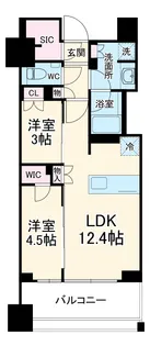 ジオ横浜大通り公園【1204号室】の間取り